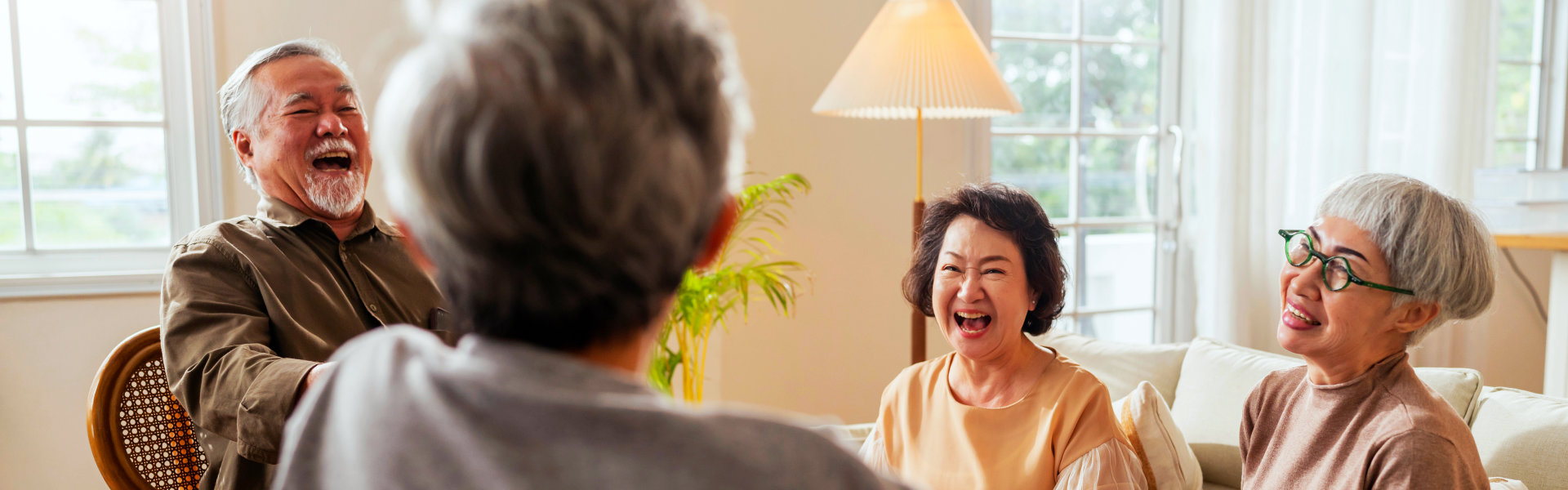 elderly people having fun together